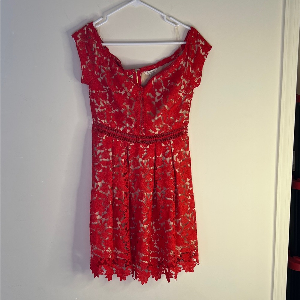 Francesca's Collections Red Lace Detail NWT
